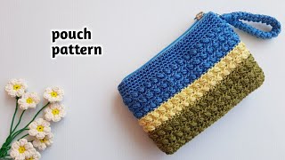 crochet new pouch pattern  dompet rajut motif terbaru [upl. by Olli]