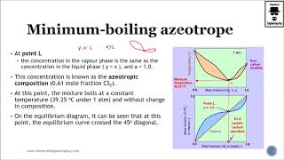 Miniumum Boiling Point Azeotropes  Distillation Lec 056 [upl. by Goldwin787]