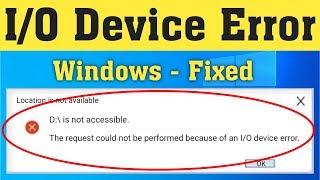 Fix The Request Could Not be Performed Because of an IO Device Error [upl. by Fillander]