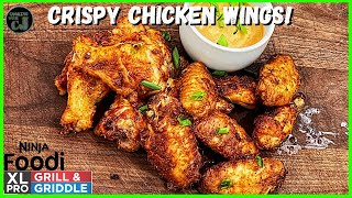 CRISPY AIR FRIED CHICKEN WINGS Ninja Foodi Grill and Griddle 7 in 1 Recipe [upl. by Guntar]