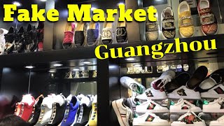 Wholesale Fake Shoes Market in Guangzhou China [upl. by Ateekram]