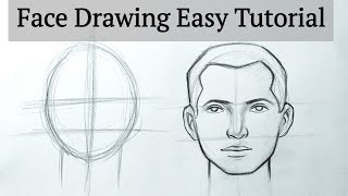 How to draw a Face easy step by step Face drawing boy tutorial for beginners Basics with pencil easy [upl. by Nniw]