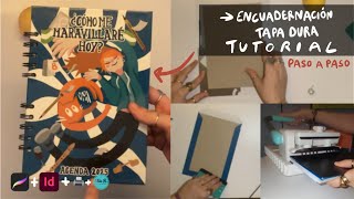 Cómo hacer la tapa dura para cuadernos o agendas  papel adhesivo  Encuadernación tutorial 📚📐💡 [upl. by Sacul]