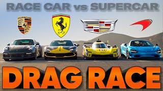 Cadillacs Le Mans Car Races Ferrari 296 McLaren 750S 911 Turbo S — Cammisa Ultimate Drag Race [upl. by Gristede]