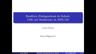 CDB com Rentabilidade de 200 CDI do Nubank Não Embarque Nesse Barco Furado cdb nubank rendafixa [upl. by Janeen260]