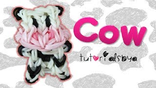 Bobble Head Cow CharmMini Figurine Rainbow Loom Tutorial [upl. by Cotterell897]