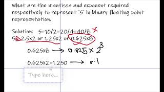 5 Represented In Binary Floating Point Mantissa And Exponent [upl. by Nylyaj787]