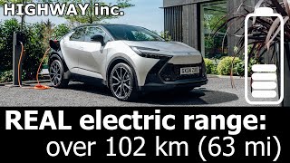 2025 Toyota CHR PHEV electric range city highway reallife mpkWh kWh100 km PlugIn Hybrid Prime [upl. by Acirema]