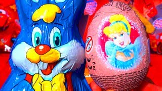 2 Toy Surprises Disney Princess Surprise Egg Unboxing amp Kinder Surprise Easter Bunny Rabbit Opening [upl. by Fugere618]