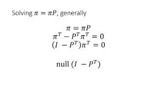 How to find the stationary distribution of a DTMC using the transition matrix example PageRank [upl. by Concordia]