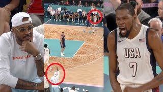 Carmelo calls out play courtside before Kevin Durant hits dagger vs Serbia 😱 [upl. by Smitt]