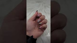 acrylic overlay natural nails with rhinestones and cat eye french tips acrylicnails [upl. by Nahshunn]