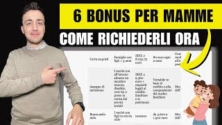 6 BONUS per MAMME nel 2024 lavoratrici disoccupate e casalinghe [upl. by Aurilia]