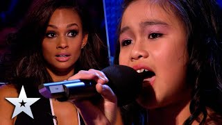 11yearold takes on HUGE Whitney Houston classic  Unforgettable Audition  Britains Got Talent [upl. by Eillib]