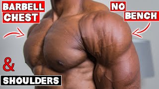 BARBELL CHEST AND SHOULDER WORKOUT AT HOME  NO BENCH OR RACK NEEDED [upl. by Vedetta147]