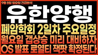 유한양행 주가전망 폐암학회 2일차 주요일정 월요일 갭상승 미리 대비하자 OS 발표 로열티 잭팟 확정된다 최프로 [upl. by Scholz]