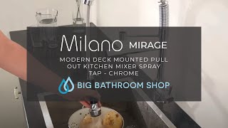 Milano Mirage  Modern Deck Mounted Pull Out Kitchen Mixer Spray Tap  Big Bathroom Shop [upl. by Nomi]