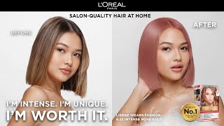 Before amp After 822 Intense Rose Gold  LOréal Paris Excellence [upl. by Atineb]