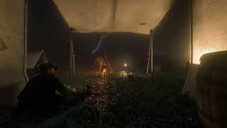 Arthur and his dog Copper watches a thunderstorm in a camp near Little Creek river  RDR2 ASMR [upl. by Kin358]