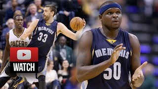 Zach Randolph amp Marc Gasol Highlights at Pacers 20141031  42 Pts 19 Reb Total [upl. by Dagall]