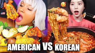 AMERICAN VS KOREAN MUKBANGS ❤️ [upl. by Nimrahc]