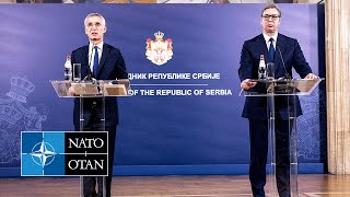 NATO Secretary General with the President of Serbia 🇷🇸 Aleksandar Vučić 21 NOV 2023 [upl. by Ahcsropal]