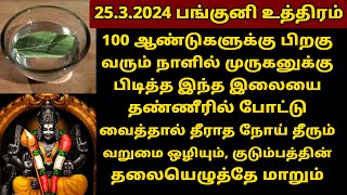 பங்குனி உத்திரம் 2024 – தண்ணீரில் போட வேண்டிய முருகன் இலை maha periyava  Panguni Uthiram 2024 [upl. by Tommi]