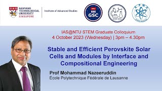 Stable and Efficient Perovskite Solar Cells and Modules by Interface and Compositional Engineering [upl. by Dunson]