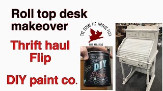 Roll top desk makeoverthrift haul flipDIY paint co [upl. by Acissej]