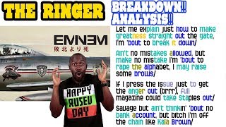 Eminem  The Ringer LyricsRhymes BREAKDOWN ANALYSIS and REACTION [upl. by Nnylram]