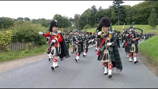 2023 Lonach Highlanders return march through Strathdon to Bellabeg in the Cairngorms Scotland [upl. by Aseral486]