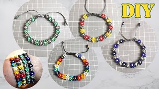 Jak Zrobić Bransoletkę Kwiatki z Koralików  DIY Tutorial  Flowers Bracelet [upl. by Cohlier176]