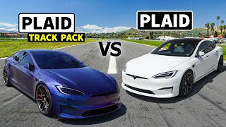 Plaid vs Plaid Stock Tesla Plaid vs Track Package Plaid [upl. by Atiuqehc]