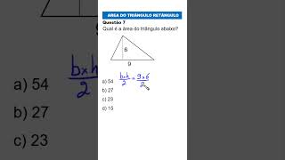 ÁREA DO TRIANGULO RETÂNGULO enem matematicaenem saeb matematicaparaconcursos matematica [upl. by Milla]