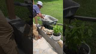 Stonewall in progress stone stonework mortar summer kentucky handyhusband [upl. by Aihsekal]