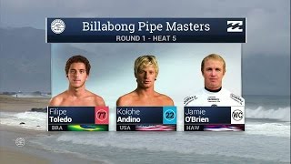 Toledo vs Andino vs OBrien  Round One Heat 5  2015 Billabong Pipe Masters [upl. by Mussman]