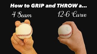 Baseball Pitching Grips  How to throw a 4 seam fastball amp 126 Curveball [upl. by Shanahan]