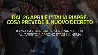 Dal 26 aprile torna la zona gialla e l’Italia riapre cosa prevede il nuovo decreto [upl. by Harrad97]