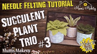 Make a Needle Felted Plant Trio  Succulent 3  Full Tutorial [upl. by Maidel]