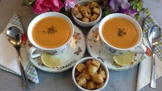 شوربة العدس الاحمر التركية الرهيبة علي اصولها مع خبز محمص شهي😍Soupe de lentilles corail [upl. by Bowes734]