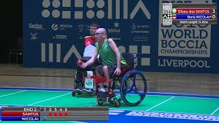 BISFed World Boccia Championships 14082018 ¼ Final Eliseu dos Santos BRABoris Nicolai GER BC4 [upl. by Rainah]