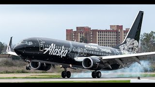 LA International Airport LAX  Plane Spotting  Alaska Boeing 737 Star Wars Livery [upl. by Illa579]