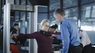 Airport Security Guard Checking Passenger Stock Video [upl. by Kathie977]