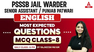 PSSSB JAIL WARDER PSSSB SENIOR ASSISTANT PUNJAB PATWARI  MOST EXPECTED QUESTIONS MCQ CLASS 8 [upl. by Amarillas341]