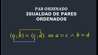 PAR ORDENADO  IGUALDAD DE PARES ORDENADOS  EJEMPLOS [upl. by Eninnaj382]