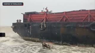 Carrier barge runs aground in Rosario Cavite during EntengPH [upl. by Anivram]