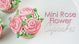 Mini Rose Flower Cupcake  Piping Technique Tutorial [upl. by Aldis824]