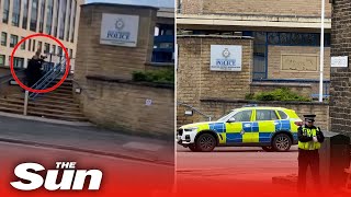 Moment gunman storms Bradford police station and opens fire [upl. by Yregerg]