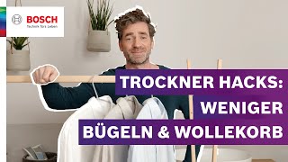 Weniger Bügeln amp perfekt trockene Turnschuhe Trockner Hacks amp genialer Wollekorb  Bosch Trocknen [upl. by Jerad]