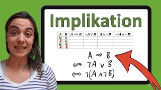 Unimathe Aussagenlogik 3  Wahrheitstafel  Beweis Implikation A ⇒ B ist äquivalent zu [upl. by Torp]